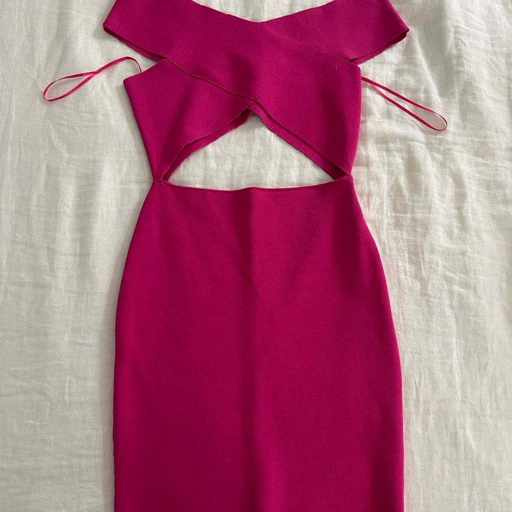 Hot pink mini dress